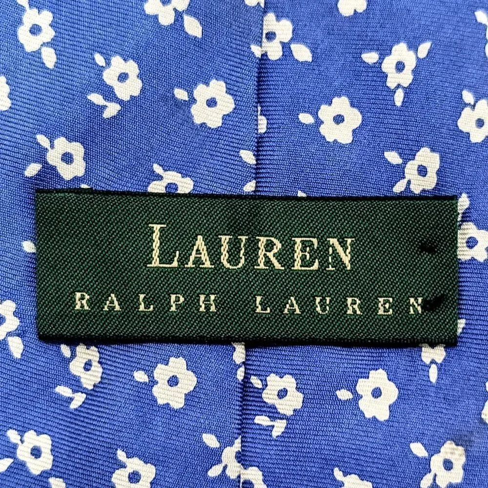 Vintage Lauren Ralph Lauren Blue Floral Silk Tie